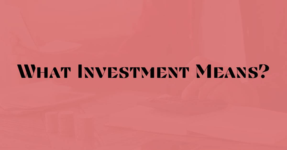 What Investment Means?
